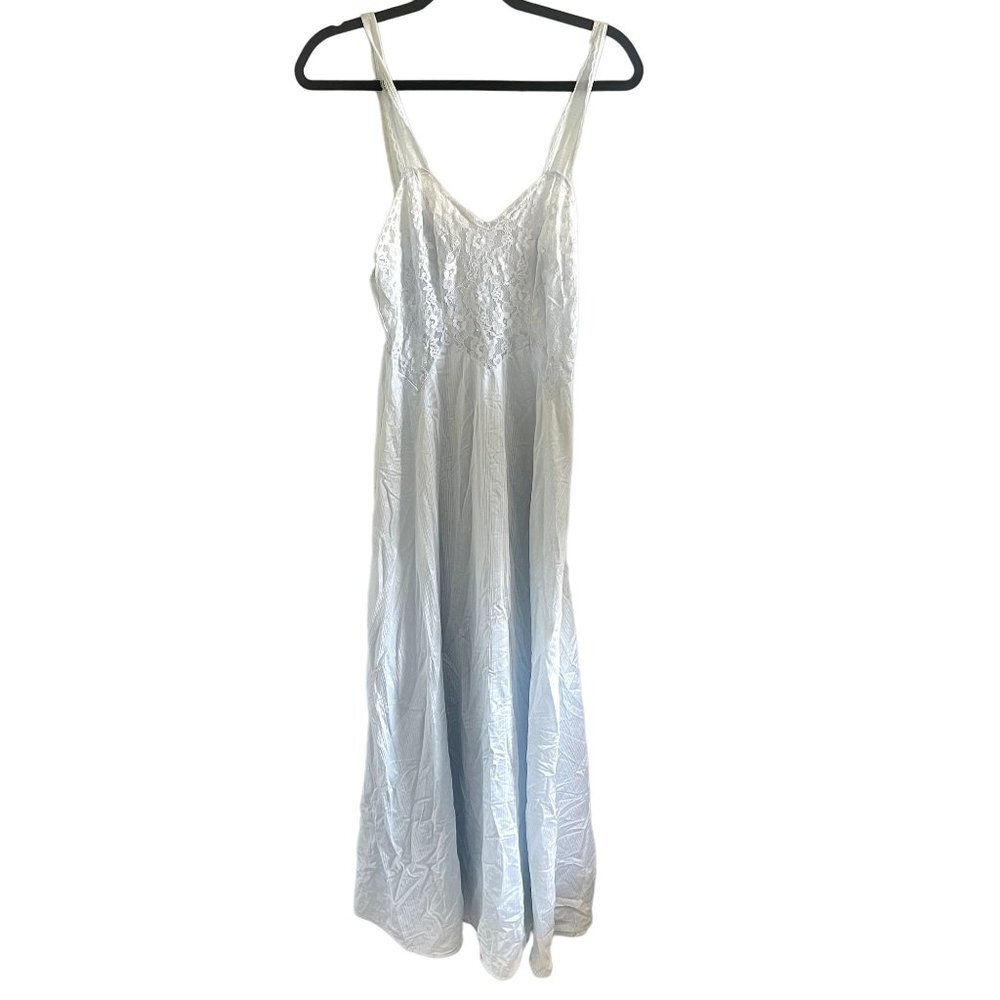 Light Blue Laced Lingerie See Through Top Full Length Dress